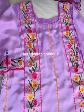 Reet Riwaaz Boutique Lavender Indian suit Embroidered Salwar Blouse pure crêpe